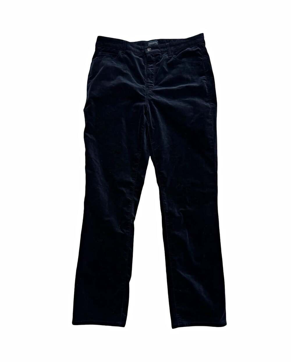 Talbots Velveteen Straight Leg Dress Pants Women's Size 12 Black Flat Front